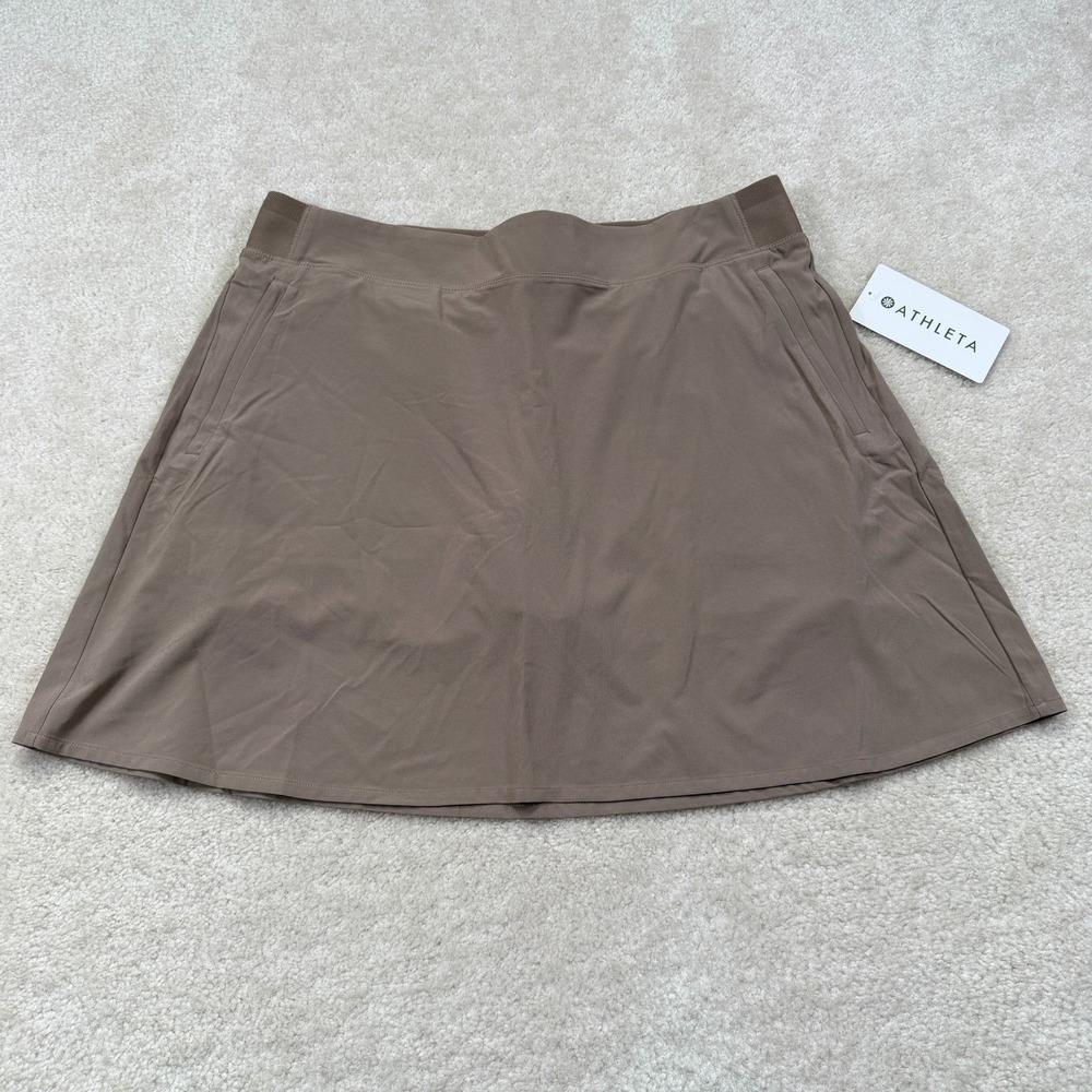 NWT Athleta Brooklyn Heights High Rise Skort Womens 14 Brown Pockets Golf